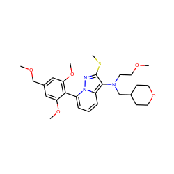 COCCN(CC1CCOCC1)c1c(SC)nn2c(-c3c(OC)cc(COC)cc3OC)cccc12 ZINC000084732746