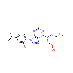 COCCN(CCO)c1nc(C)nc2c1nnn2-c1ccc(C(C)C)cc1Br ZINC000013794722