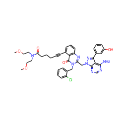 COCCN(CCOC)C(=O)CCCC#Cc1cccc2nc(Cn3nc(-c4cccc(O)c4)c4c(N)ncnc43)n(Cc3ccccc3Cl)c(=O)c12 ZINC000164333972