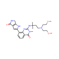 COCCN(CCOC)CCC(C)(C)Nc1nc2c(-c3cc4c([nH]3)CNC4=O)cccc2c(=O)n1C ZINC000222398748