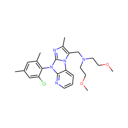 COCCN(CCOC)Cc1c(C)nc2n(-c3c(C)cc(C)cc3Cl)c3ncccc3n12 ZINC000028903860