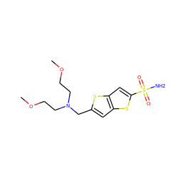 COCCN(CCOC)Cc1cc2sc(S(N)(=O)=O)cc2s1 ZINC000029482757