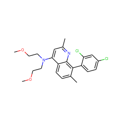 COCCN(CCOC)c1cc(C)nc2c(-c3ccc(Cl)cc3Cl)c(C)ccc12 ZINC000013553464