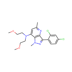 COCCN(CCOC)c1cc(C)nc2c(-c3ccc(Cl)cc3Cl)nn(C)c12 ZINC000013553432