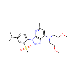 COCCN(CCOC)c1cc(C)nc2c1nnn2-c1ccc(C(C)C)cc1S(C)(=O)=O ZINC000013795073