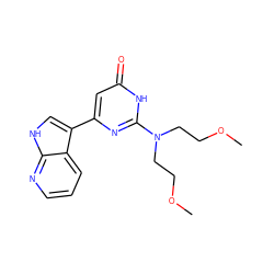 COCCN(CCOC)c1nc(-c2c[nH]c3ncccc23)cc(=O)[nH]1 ZINC000101473288