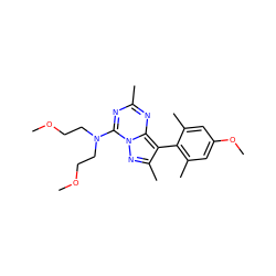 COCCN(CCOC)c1nc(C)nc2c(-c3c(C)cc(OC)cc3C)c(C)nn12 ZINC000040412244