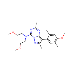 COCCN(CCOC)c1nc(C)nc2c(-c3cc(C)c(OC)cc3C)c(C)nn12 ZINC000045484861