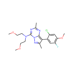 COCCN(CCOC)c1nc(C)nc2c(-c3cc(F)c(OC)cc3Cl)c(C)nn12 ZINC000040938292