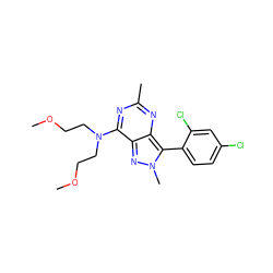 COCCN(CCOC)c1nc(C)nc2c(-c3ccc(Cl)cc3Cl)n(C)nc12 ZINC000013445117