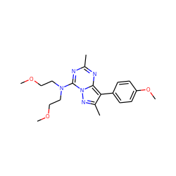 COCCN(CCOC)c1nc(C)nc2c(-c3ccc(OC)cc3)c(C)nn12 ZINC000040849172