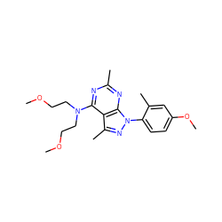 COCCN(CCOC)c1nc(C)nc2c1c(C)nn2-c1ccc(OC)cc1C ZINC000045321169