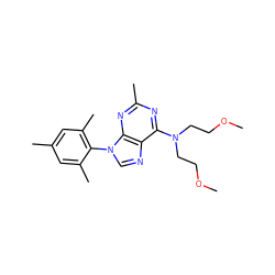 COCCN(CCOC)c1nc(C)nc2c1ncn2-c1c(C)cc(C)cc1C ZINC000013795037