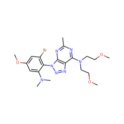 COCCN(CCOC)c1nc(C)nc2c1nnn2-c1c(Br)cc(OC)cc1N(C)C ZINC000013794937