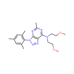 COCCN(CCOC)c1nc(C)nc2c1nnn2-c1c(C)cc(C)cc1C ZINC000013794971