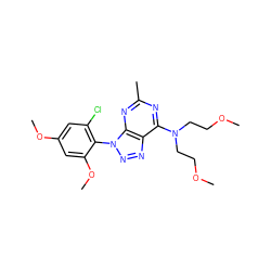 COCCN(CCOC)c1nc(C)nc2c1nnn2-c1c(Cl)cc(OC)cc1OC ZINC000013794942