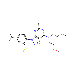 COCCN(CCOC)c1nc(C)nc2c1nnn2-c1ccc(C(C)C)cc1SC ZINC000013794925