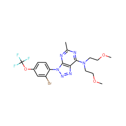 COCCN(CCOC)c1nc(C)nc2c1nnn2-c1ccc(OC(F)(F)F)cc1Br ZINC000013794962