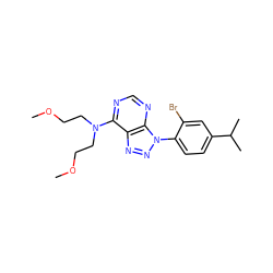 COCCN(CCOC)c1ncnc2c1nnn2-c1ccc(C(C)C)cc1Br ZINC000013794725