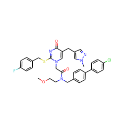 COCCN(Cc1ccc(-c2ccc(Cl)cc2)cc1)C(=O)Cn1cc(Cc2cnn(C)c2)c(=O)nc1SCc1ccc(F)cc1 ZINC000026576411