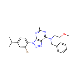 COCCN(Cc1ccccc1)c1nc(C)nc2c1nnn2-c1ccc(C(C)C)cc1Br ZINC000013794738