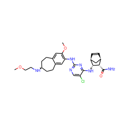 COCCN[C@@H]1CCc2cc(Nc3ncc(Cl)c(N[C@H]4[C@@H](C(N)=O)[C@@H]5C=C[C@H]4C5)n3)c(OC)cc2CC1 ZINC000084759281