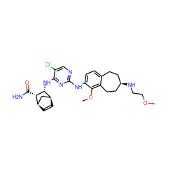 COCCN[C@@H]1CCc2ccc(Nc3ncc(Cl)c(N[C@H]4[C@@H](C(N)=O)[C@@H]5C=C[C@H]4C5)n3)c(OC)c2CC1 ZINC000084759160