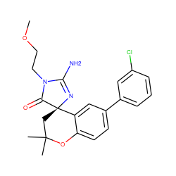 COCCN1C(=O)[C@]2(CC(C)(C)Oc3ccc(-c4cccc(Cl)c4)cc32)N=C1N ZINC000095604401