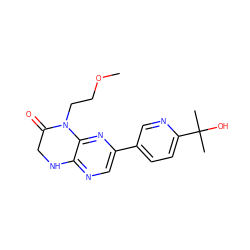 COCCN1C(=O)CNc2ncc(-c3ccc(C(C)(C)O)nc3)nc21 ZINC000113196488