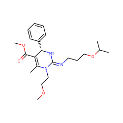 COCCN1C(C)=C(C(=O)OC)[C@H](c2ccccc2)N/C1=N\CCCOC(C)C ZINC000015937396