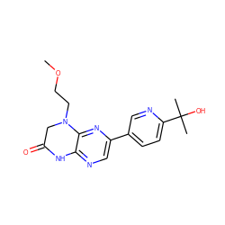 COCCN1CC(=O)Nc2ncc(-c3ccc(C(C)(C)O)nc3)nc21 ZINC000113193530