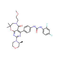 COCCN1CC(C)(C)Oc2nc(N3CCOC[C@@H]3C)nc(-c3ccc(NC(=O)Nc4ccc(F)cc4F)cc3)c2C1=O ZINC000142200530