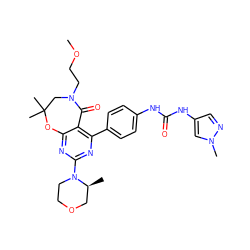 COCCN1CC(C)(C)Oc2nc(N3CCOC[C@@H]3C)nc(-c3ccc(NC(=O)Nc4cnn(C)c4)cc3)c2C1=O ZINC000142204298