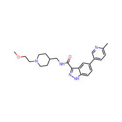 COCCN1CCC(CNC(=O)c2n[nH]c3ccc(-c4ccc(C)nc4)cc23)CC1 ZINC000221887767