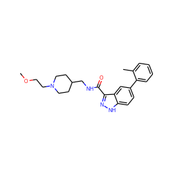 COCCN1CCC(CNC(=O)c2n[nH]c3ccc(-c4ccccc4C)cc23)CC1 ZINC000221886473