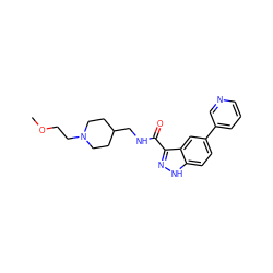 COCCN1CCC(CNC(=O)c2n[nH]c3ccc(-c4cccnc4)cc23)CC1 ZINC000205785158