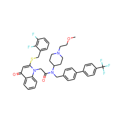 COCCN1CCC(N(Cc2ccc(-c3ccc(C(F)(F)F)cc3)cc2)C(=O)Cn2c(SCc3cccc(F)c3F)cc(=O)c3ccccc32)CC1 ZINC000003973276