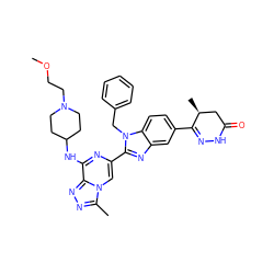 COCCN1CCC(Nc2nc(-c3nc4cc(C5=NNC(=O)C[C@@H]5C)ccc4n3Cc3ccccc3)cn3c(C)nnc23)CC1 ZINC000220755525