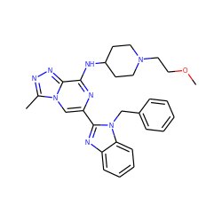 COCCN1CCC(Nc2nc(-c3nc4ccccc4n3Cc3ccccc3)cn3c(C)nnc23)CC1 ZINC000209372008