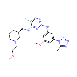 COCCN1CCC[C@@H](CNc2nc(Nc3cc(OC)cc(-n4nnnc4C)c3)ncc2F)C1 ZINC000473136166