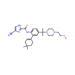 COCCN1CCN(C(C)(C)c2ccc(NC(=O)c3nc(C#N)c[nH]3)c(C3=CCC(C)(C)CC3)c2)CC1 ZINC000103278017