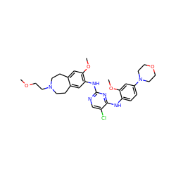 COCCN1CCc2cc(Nc3ncc(Cl)c(Nc4ccc(N5CCOCC5)cc4OC)n3)c(OC)cc2CC1 ZINC000066252806