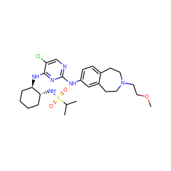 COCCN1CCc2ccc(Nc3ncc(Cl)c(N[C@@H]4CCCC[C@H]4NS(=O)(=O)C(C)C)n3)cc2CC1 ZINC000072175016