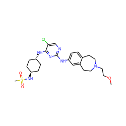 COCCN1CCc2ccc(Nc3ncc(Cl)c(N[C@H]4CC[C@H](NS(C)(=O)=O)CC4)n3)cc2CC1 ZINC000101423993