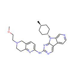 COCCN1CCc2nc(Nc3ncc4c5ccncc5n([C@H]5CC[C@H](C)CC5)c4n3)ccc2C1 ZINC000261192733
