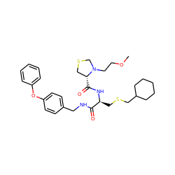 COCCN1CSC[C@H]1C(=O)N[C@@H](CSCC1CCCCC1)C(=O)NCc1ccc(Oc2ccccc2)cc1 ZINC000089702061