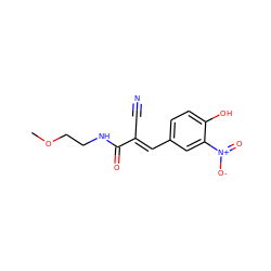 COCCNC(=O)/C(C#N)=C/c1ccc(O)c([N+](=O)[O-])c1 ZINC000036386256