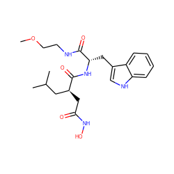 COCCNC(=O)[C@H](Cc1c[nH]c2ccccc12)NC(=O)[C@@H](CC(=O)NO)CC(C)C ZINC000027081778