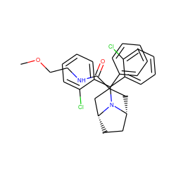 COCCNC(=O)C1(c2ccccc2)C[C@@H]2CC[C@H](C1)N2C(c1ccccc1Cl)c1ccccc1Cl ZINC000040875782