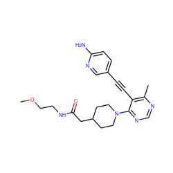 COCCNC(=O)CC1CCN(c2ncnc(C)c2C#Cc2ccc(N)nc2)CC1 ZINC000149473512